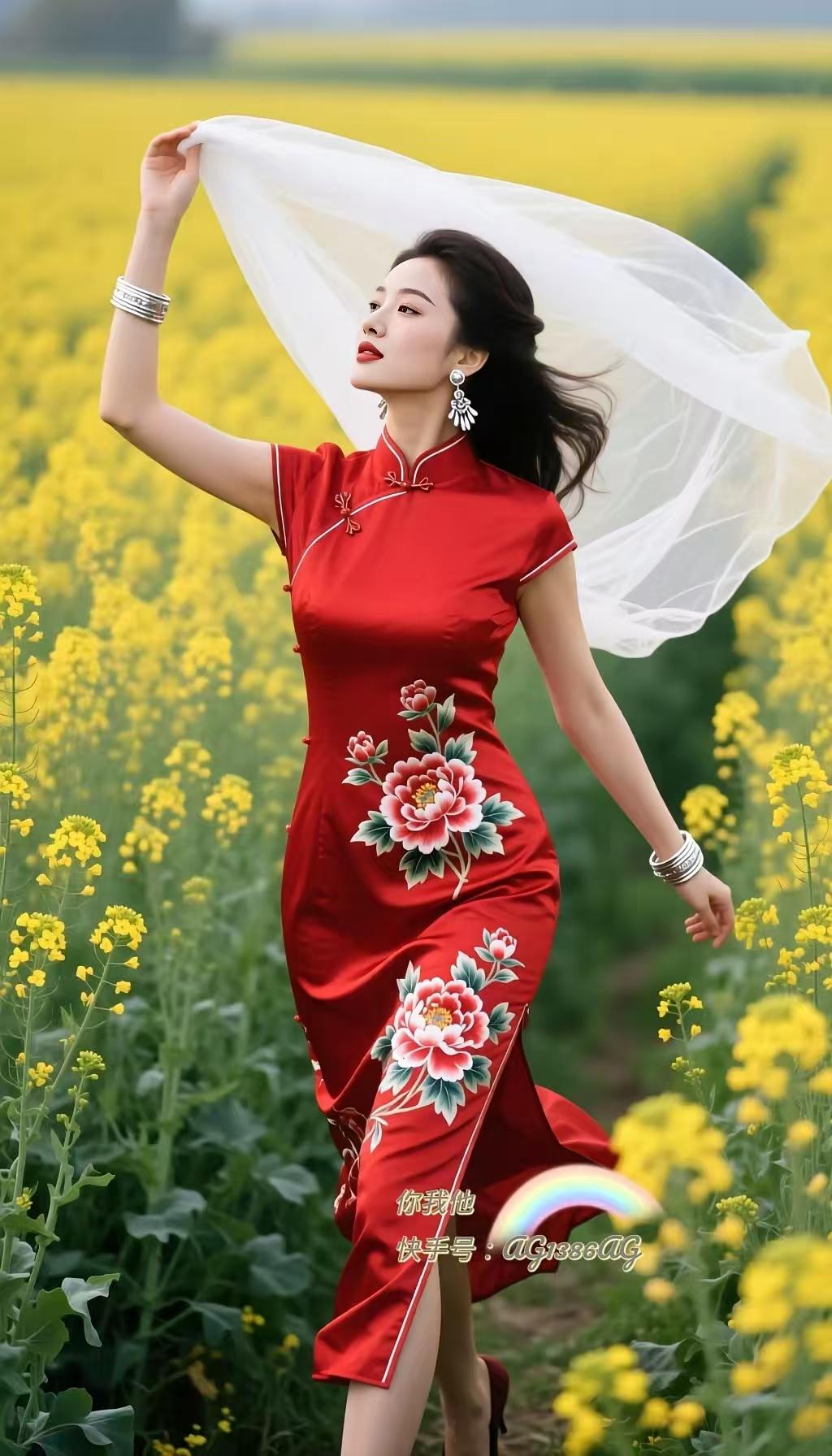 水仙子·红袍雅搭
红袍艳色韵悠长，
黑袂披肩蕴旧香。
白衫轻搭风姿爽，
驼绒添雅