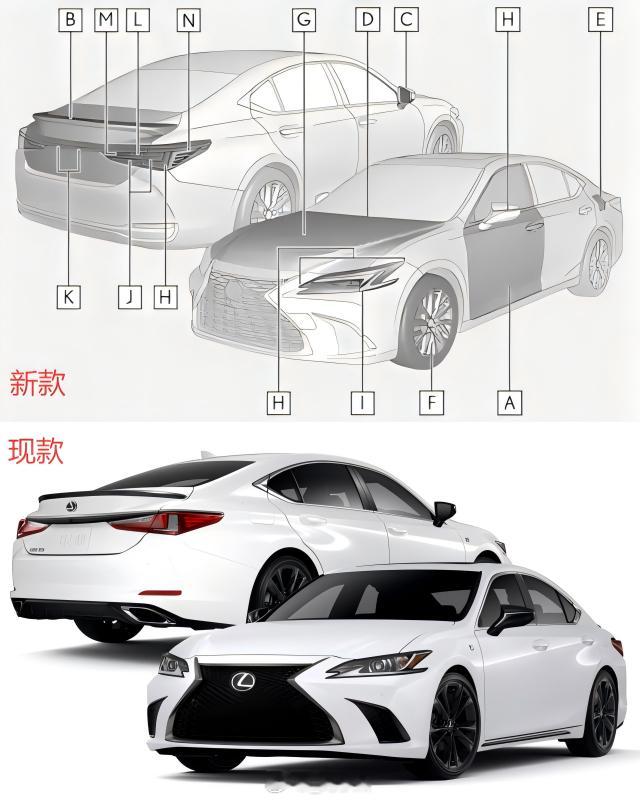 #新雷克萨斯ES外观改动曝光# 新雷克萨斯ES外观改动曝光，大家更喜欢哪个[举手
