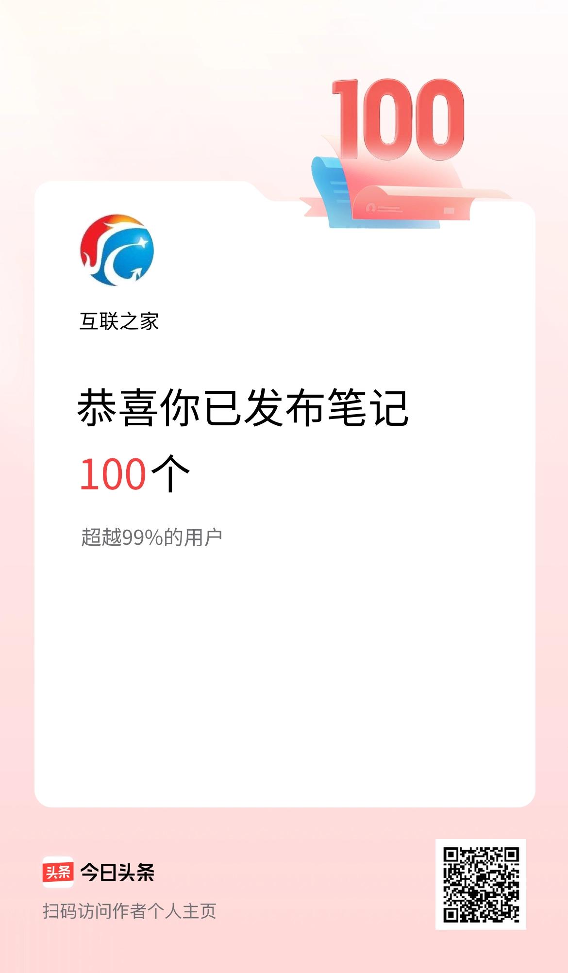我在头条累计投稿笔记100个