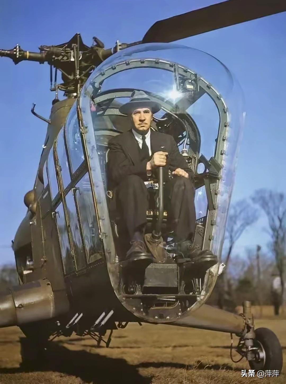 1945年伊戈尔·西科斯基，美籍俄裔航空天才，现代直升机的真正发明者。
 
画面