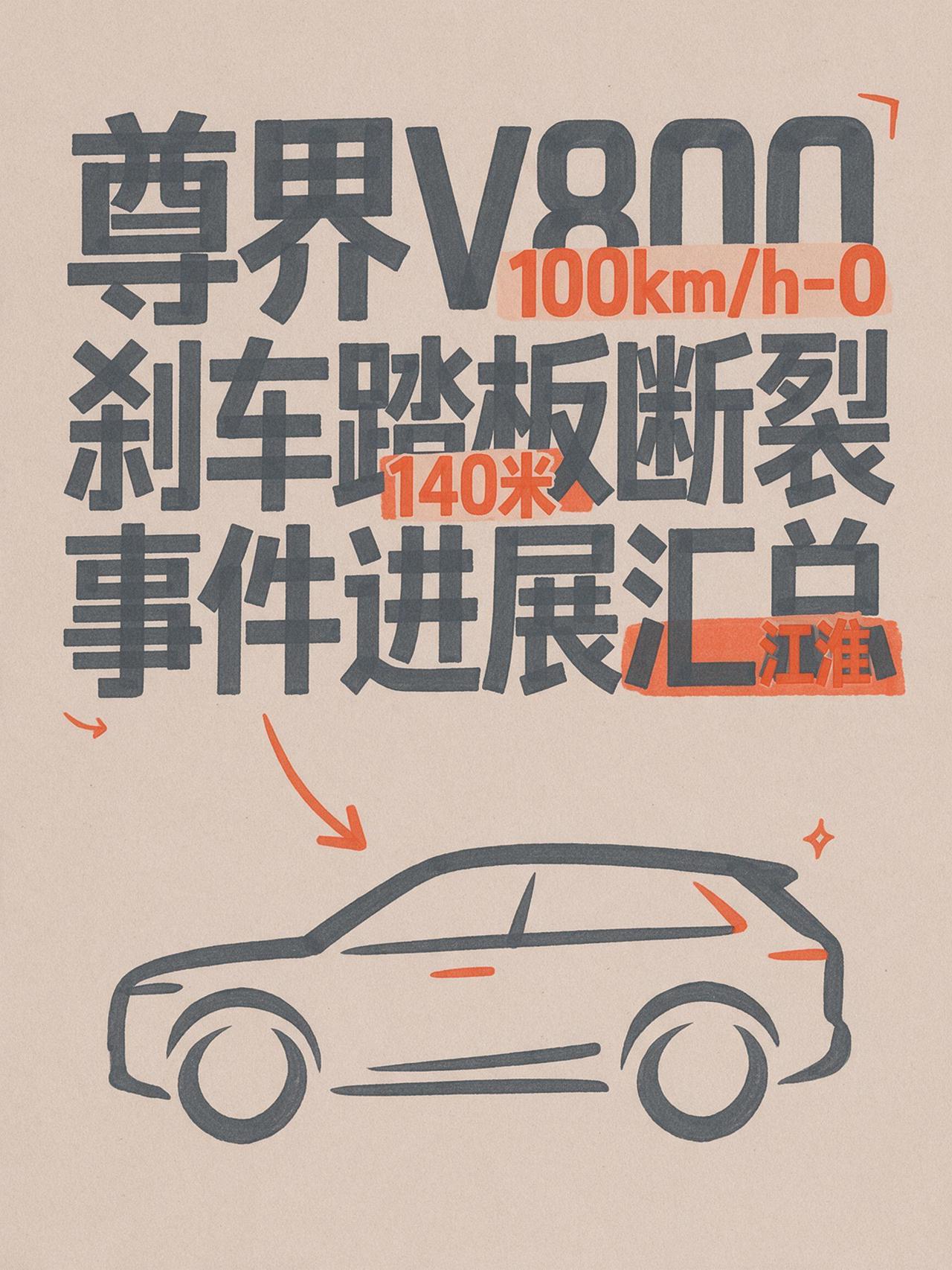 尊界V800刹车踏板断裂事件最新进展汇总👇
🔴 事件：懂车帝实测3台尊界V8