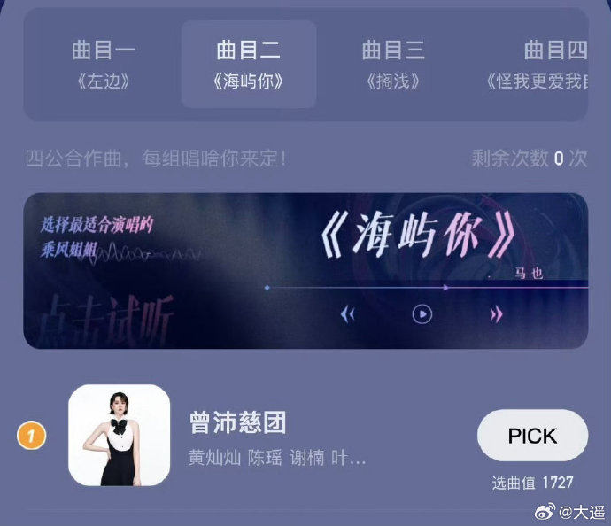 曾沛慈快起床选歌了各家粉丝催曾沛慈起床选歌人数优势直接凸显，好好选歌争取舞台再创
