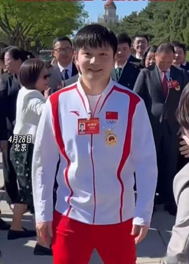 樊振东穿奥运领奖服戴奖章荣耀勋章，向全国先进工作者樊振东同志学习 ​​​