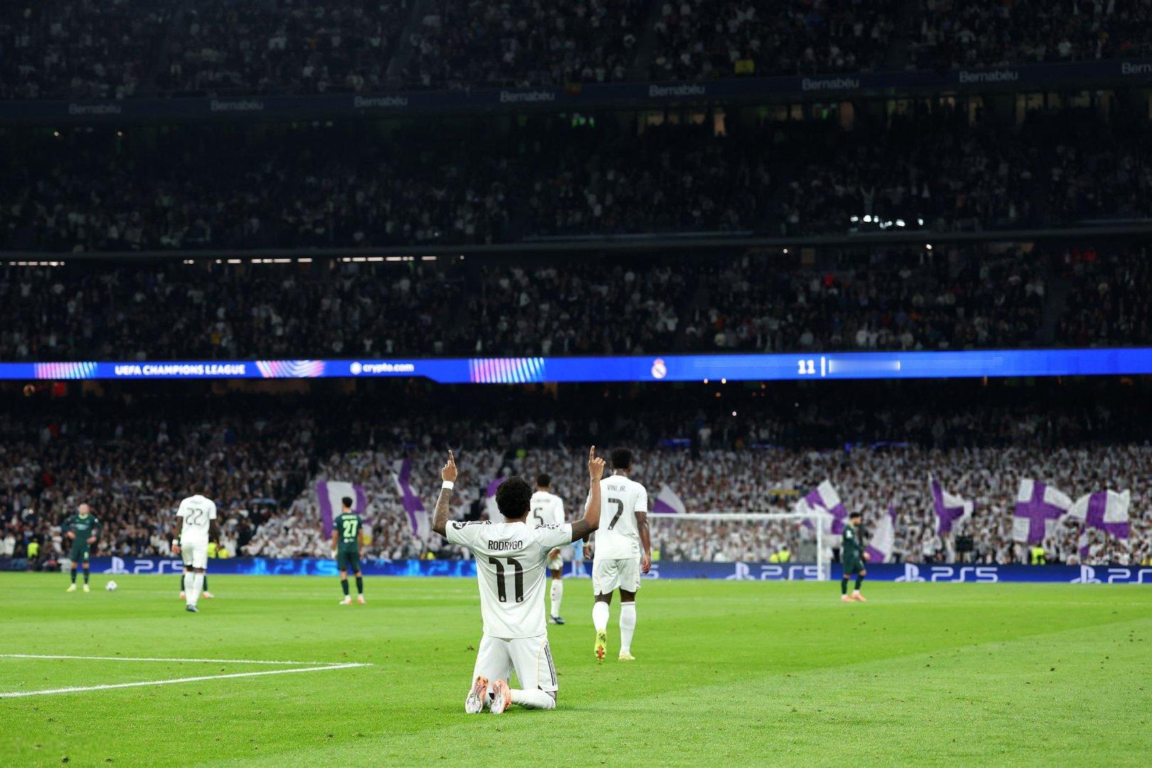 【半场】皇家马德里1-2曼城罗德里戈破球荒，我们还有半场时间欧冠联赛 皇马VS曼