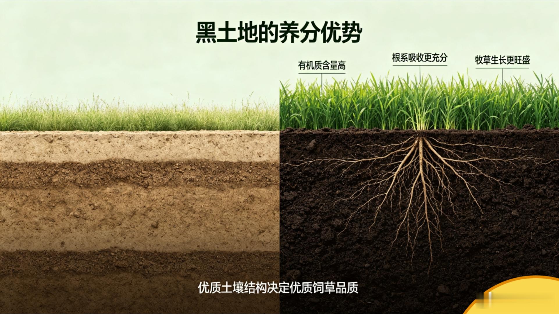 科普贴：黑土地为什么能产出优质牧草？以下四图将分别从土壤剖面、对比结构、生态循环