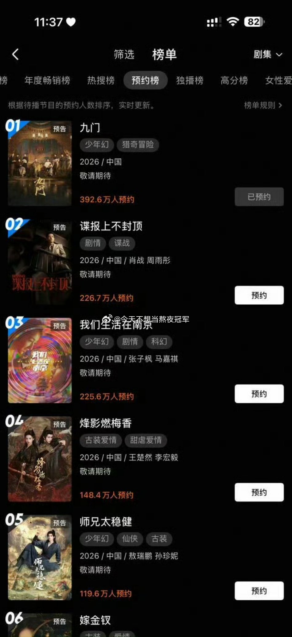 《九门》临近开播，👖站内的主演署名被隐藏了，之前显示是：陈伟霆、曾舜晞，现在粉