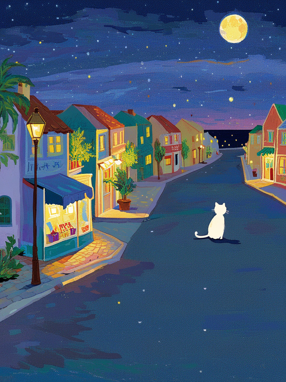 治愈系插画｜不睡觉的猫咪#开学开新谷# ​​​