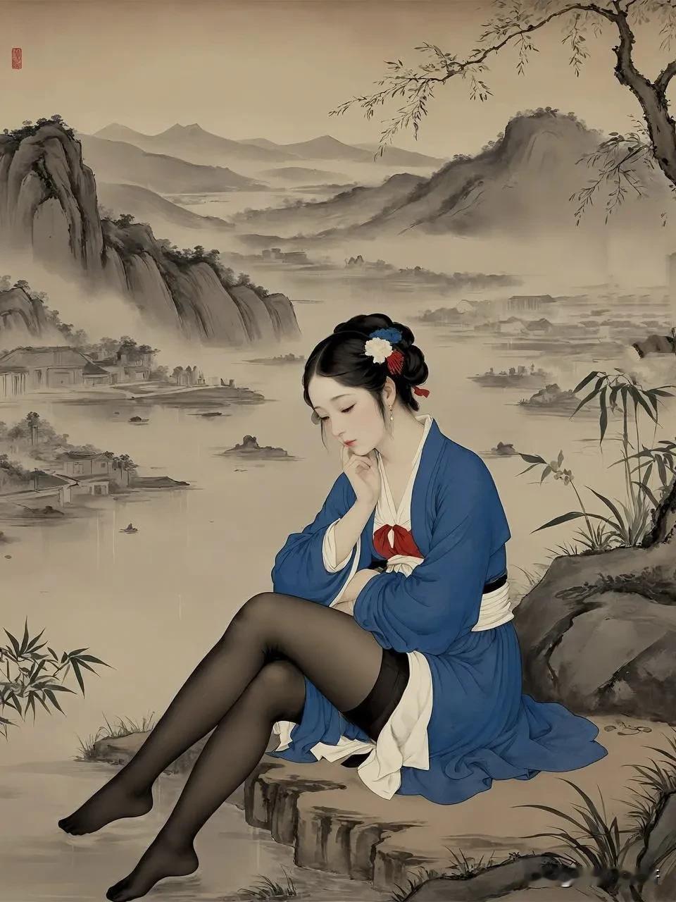 祖传的《佳人遐思图》，大家帮忙估个价。