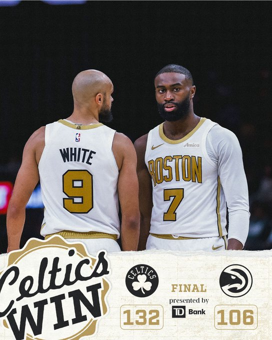 全场比赛结束，我们最终在客场132-106战胜老鹰凯尔特人战胜老鹰杰伦布朗41分