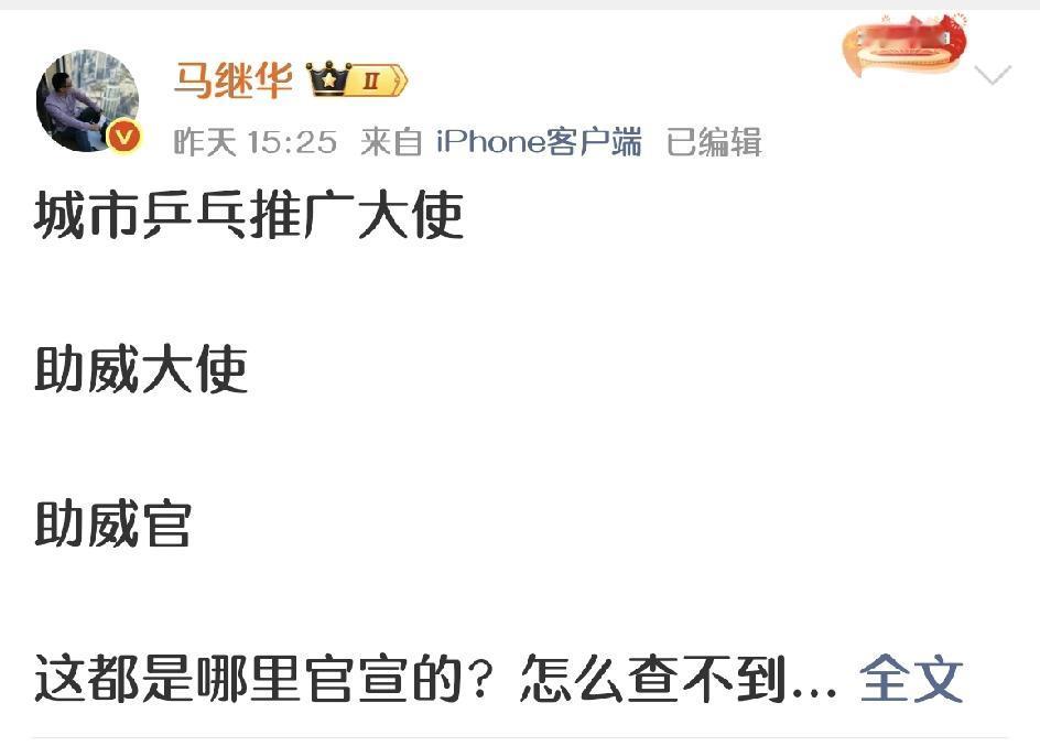 哈哈，终于有人大声问出了我的疑问：城市乒乓推广大使
助威大使
助威官
这都是哪里