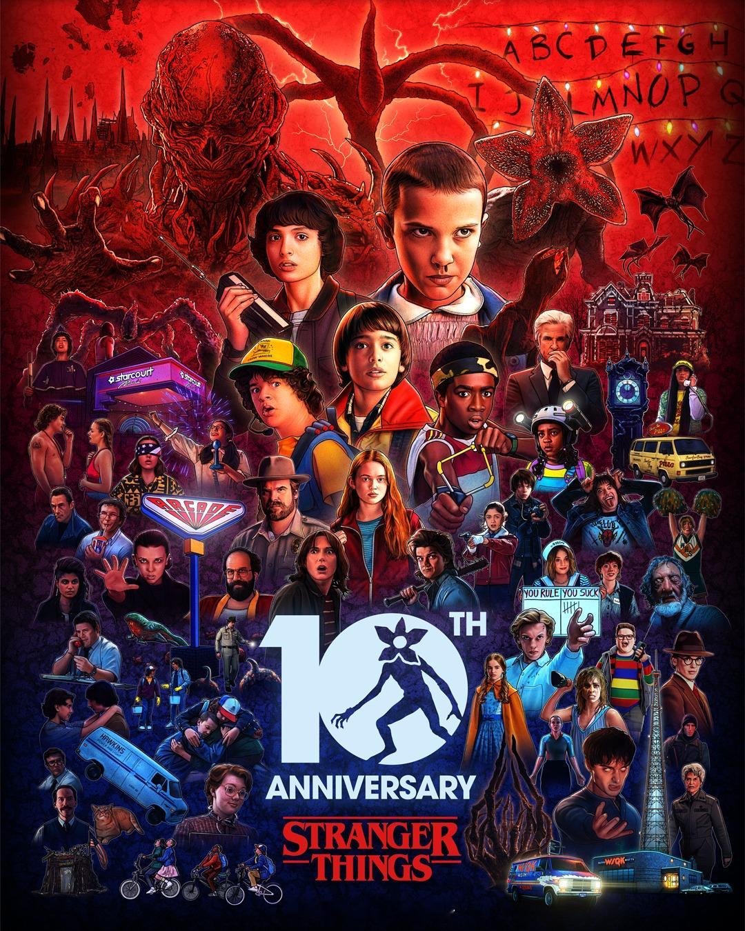 怪奇物语开播10周年怪奇物语首播10周年 《怪奇物语》首播10周年，官方更新海报