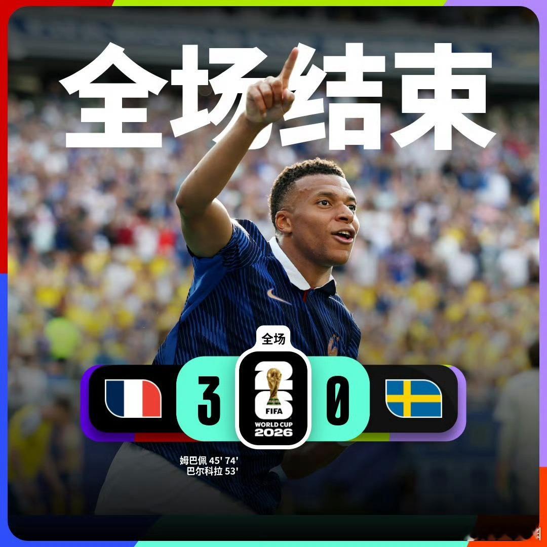 法国3比0瑞典这支法国还是稳，姆巴佩和登贝莱双保险。 接下来也都是硬仗，应该依次