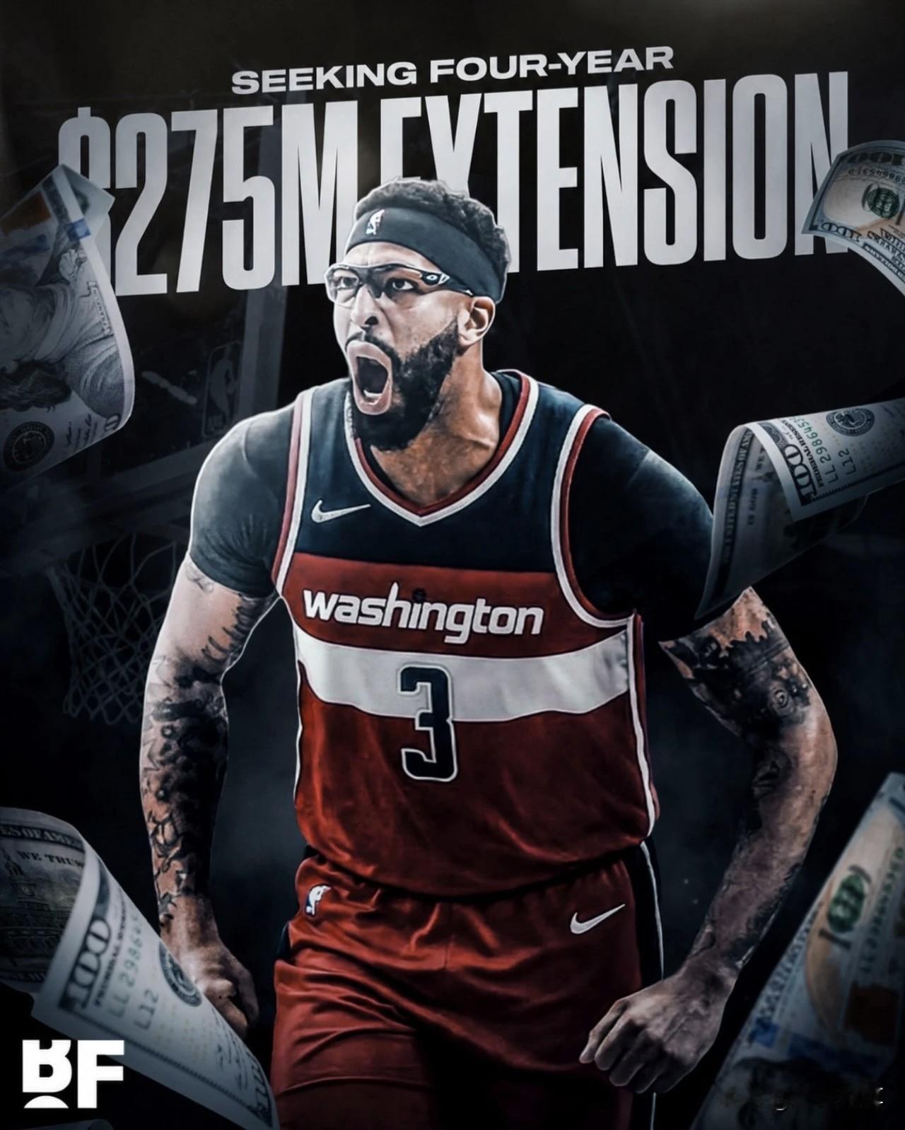 浓眉是真敢要啊，向奇才寻求一份4年2.75亿美元顶薪合同！

据NBA记者报道，