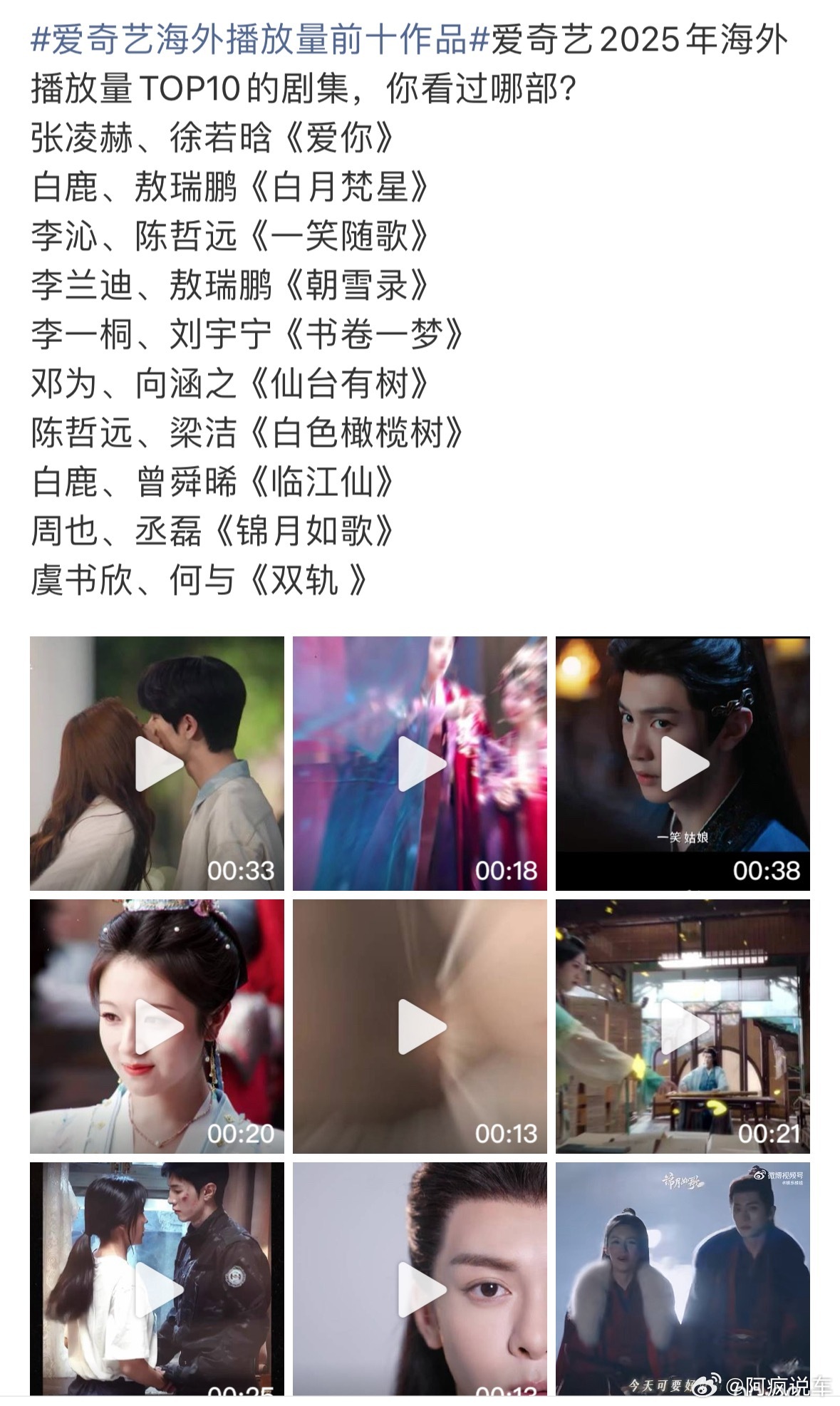 爱奇艺海外播放量前十作品我能说我一个没看过吗？感觉现在的古装剧基本都是那几个套路