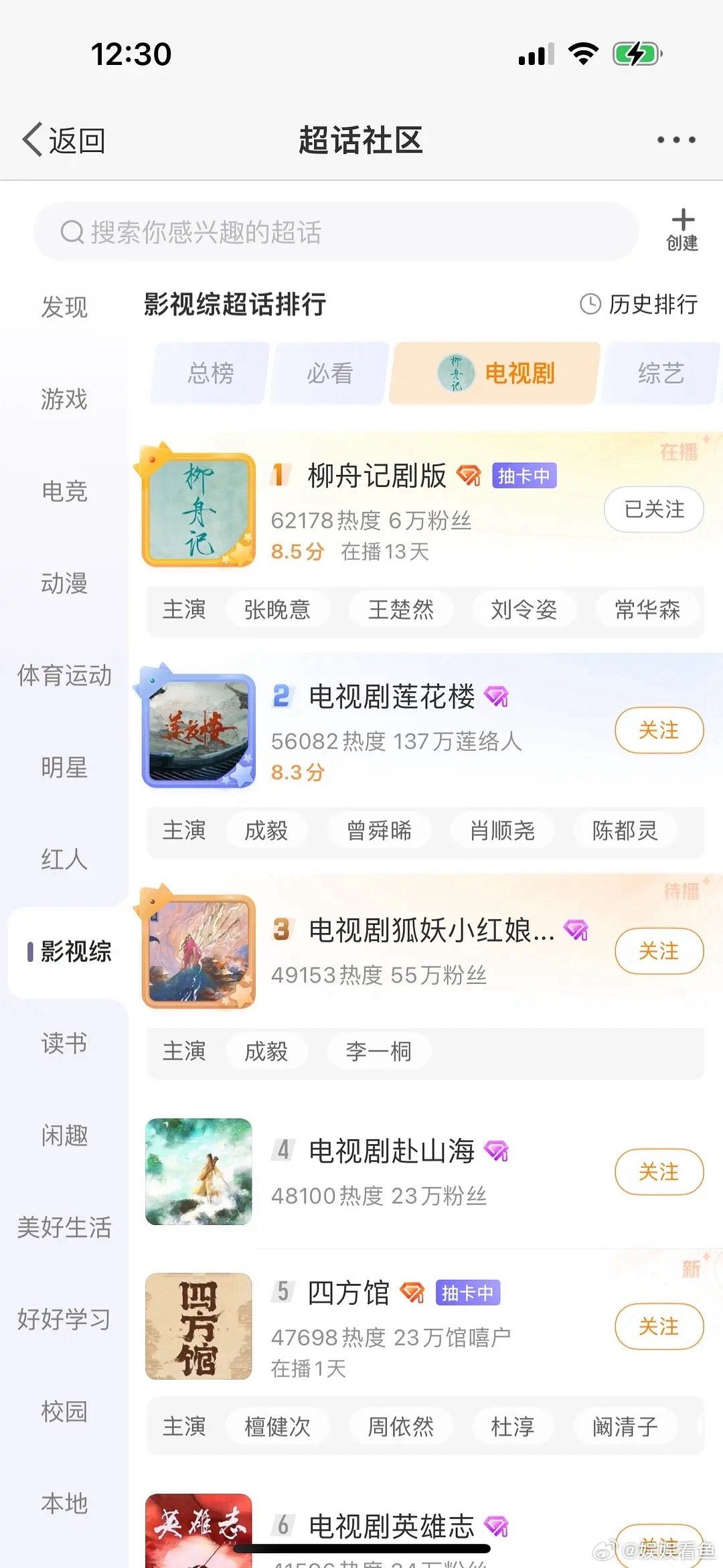 柳舟记剧超第一了 ​​​