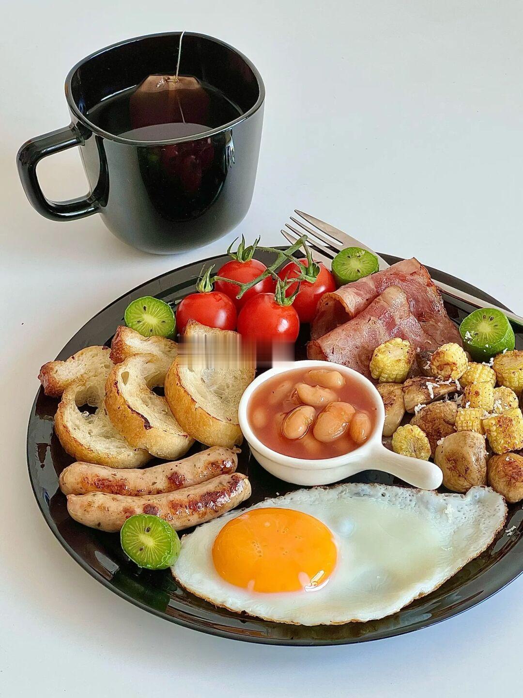 一人食🥣快手一盘端‼️英式早餐盘&红茶