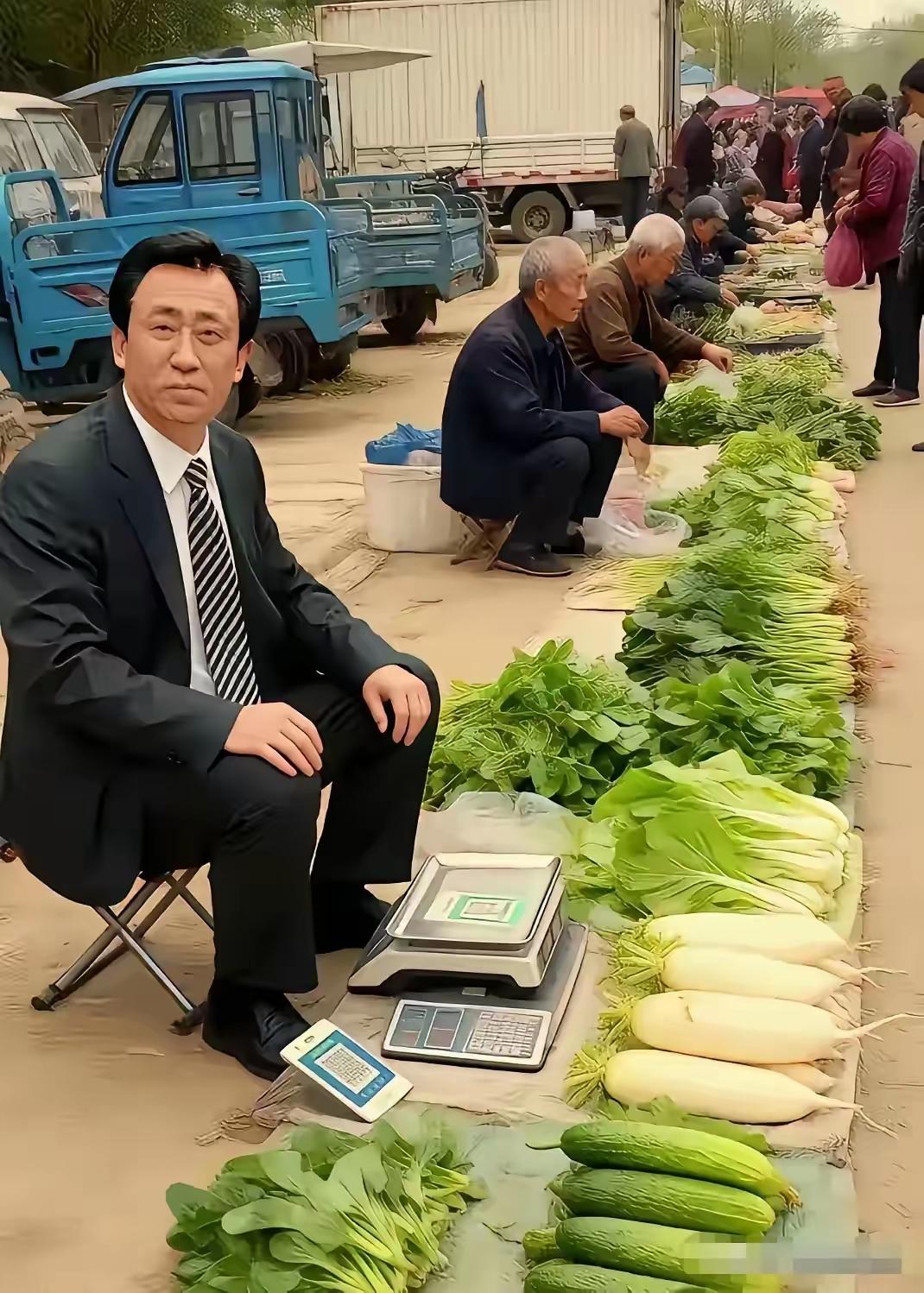 刷到个视频，说许加印在街头摆摊卖菜。视频里这人一身名牌，西装笔挺，皮鞋锃亮，头发