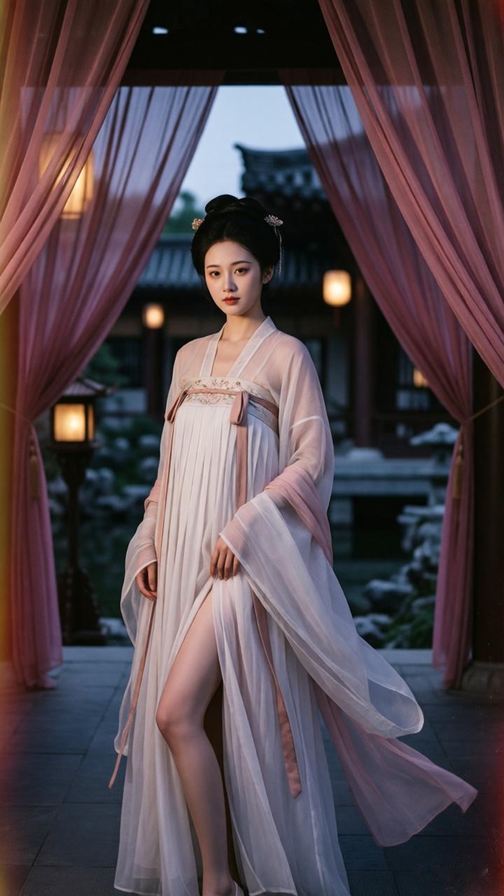 古风少女，粉纱轻拂，梦回千年。