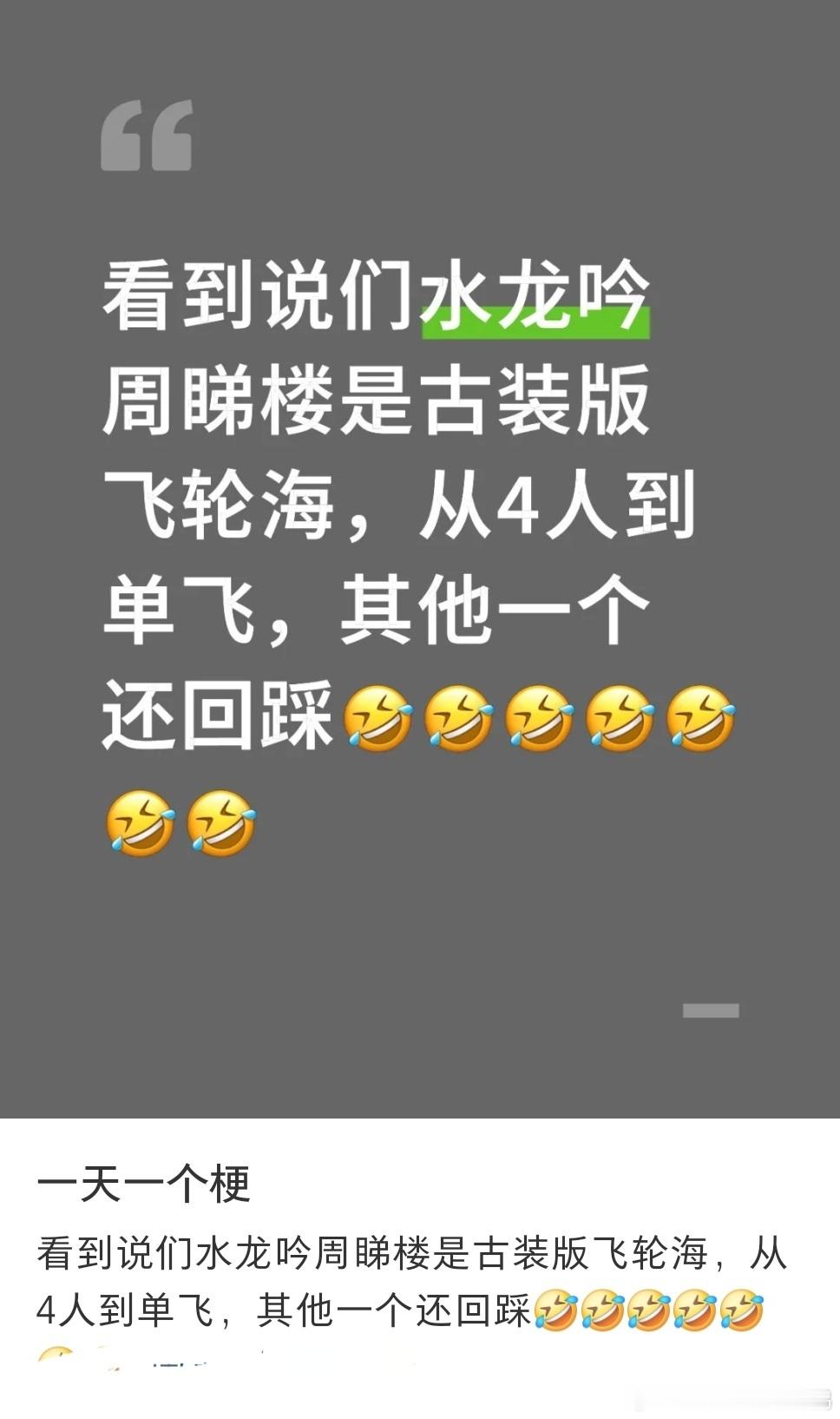 水龙吟4人单飞1人回踩 你还别说他们这样的形容挺贴切的，现在越看越觉得有点神似飞