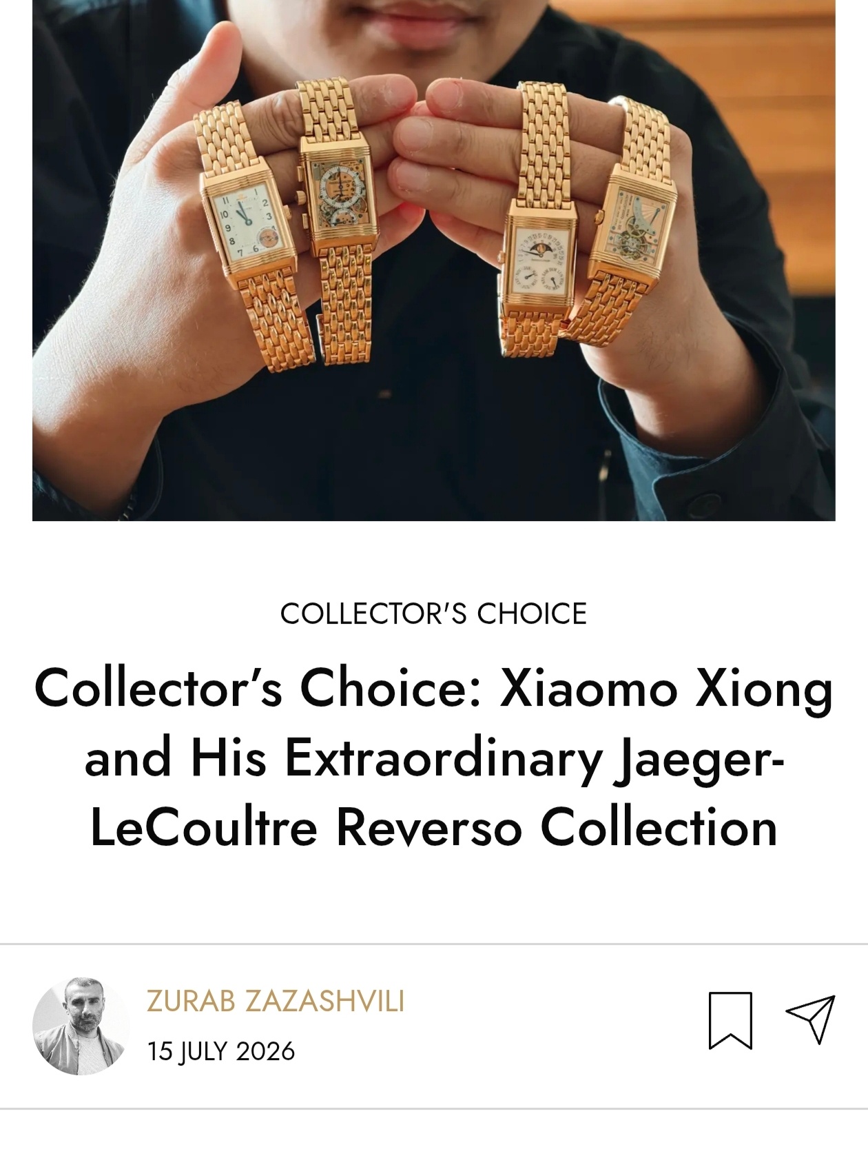 Swiss Watches Magazine 写了一篇我的采访，关于我的小小积家