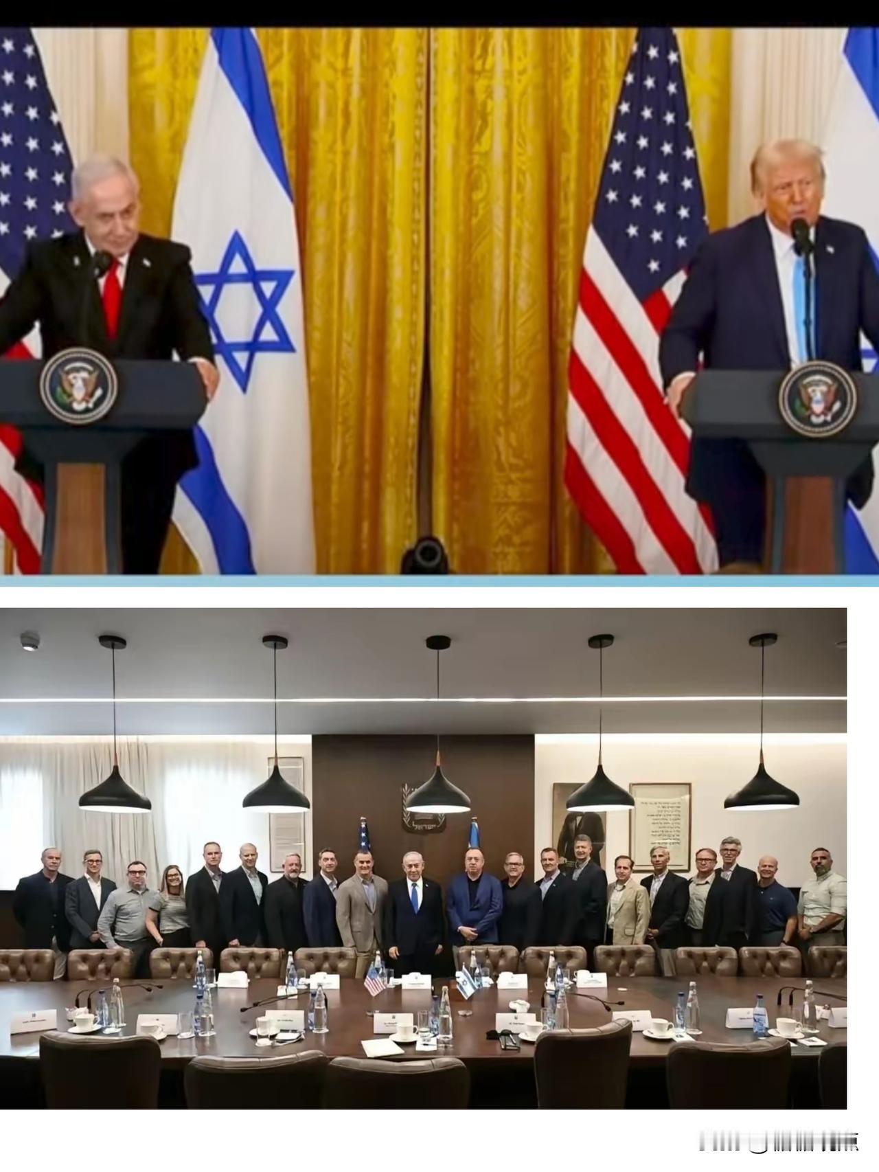 内塔尼亚胡公开这张照片，说明美国退休高级将领还在为以色列提供“汇报工作”。看来都