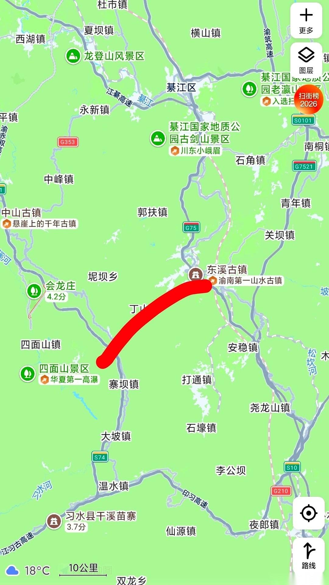 一脚油门踩下去，导航说还有俩小时。我往窗外一看，目的地那个山头，几乎就在眼前，感