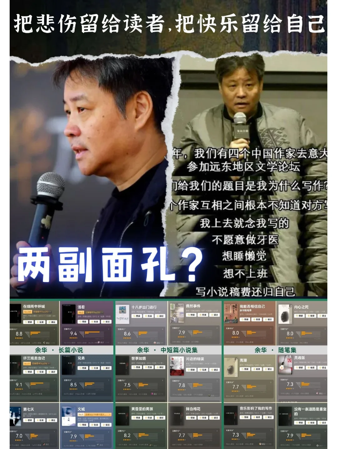 余华：把快乐留给自己，把悲伤留给读者❗️