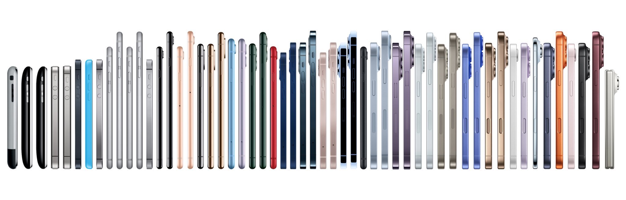 最新的iPhone全家福～数了一下，苹果一共发布了55款手机。[春游家族] ​​