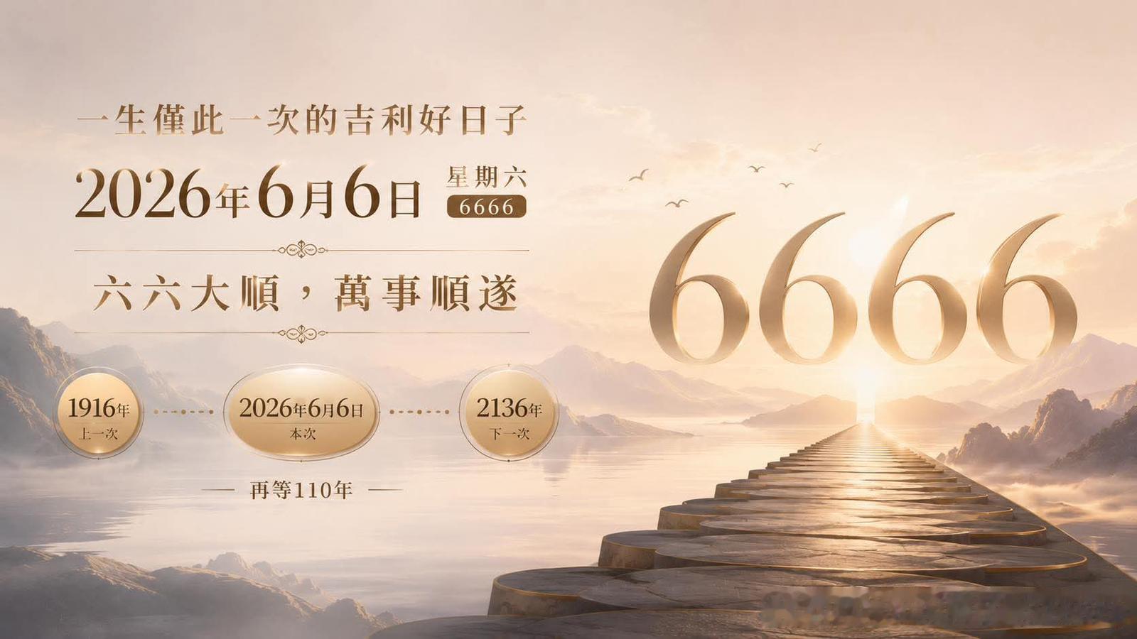 110 年至有一次的四重六2026年6月6日星期六祝君六六大順!❣️❣️❣️對上