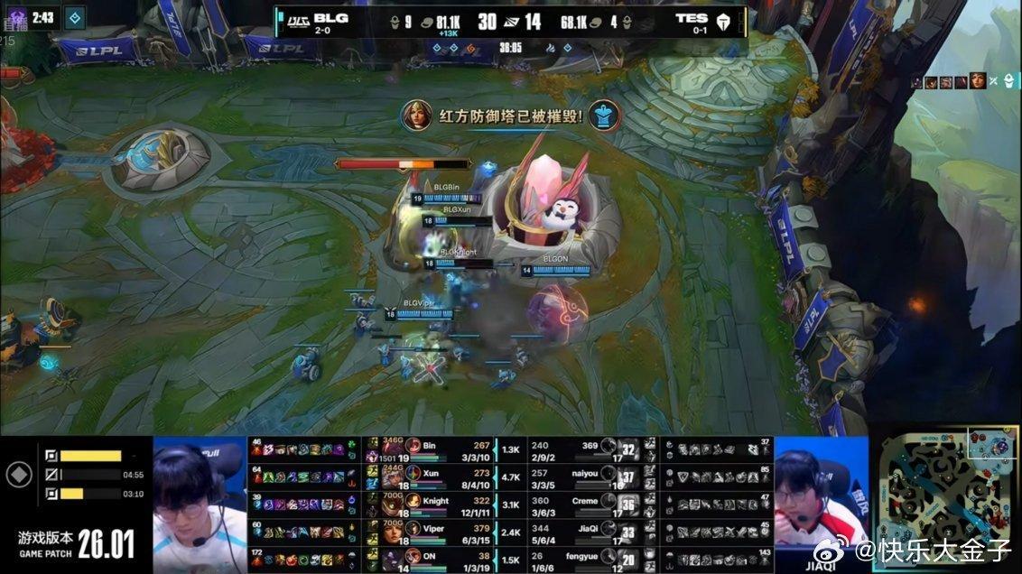 TES哥被零封了，结果意料之中，但没想到第二局撑得还挺久TES对战BLGBLG战
