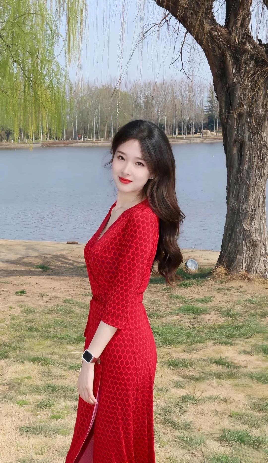 红裙玉女临岸柳，春光盈面笑语生。晒图笔记大赛 好的烫发水烫出的头发，效果更好吗 