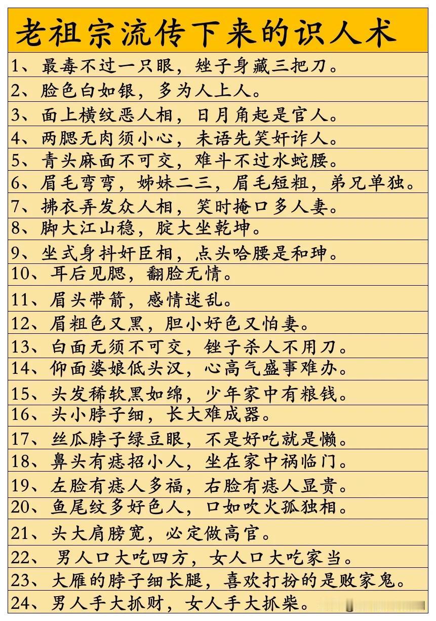 老祖宗流传下来的识人术