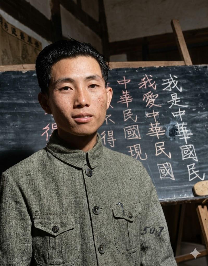 1941年，成都龙泉驿乡村小学，国文老师在黑板写下这样一段话：我是中华国民，我爱