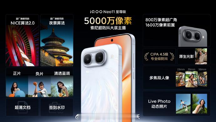 iQOO Neo11 至尊版 影像这块不只是硬件堆料，软件算法同样拉满。5000