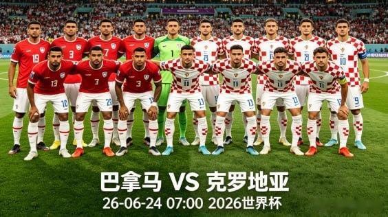 2026年6月24时间07:00世界杯:巴拿马VS克罗地亚美加墨世界杯足球推荐足