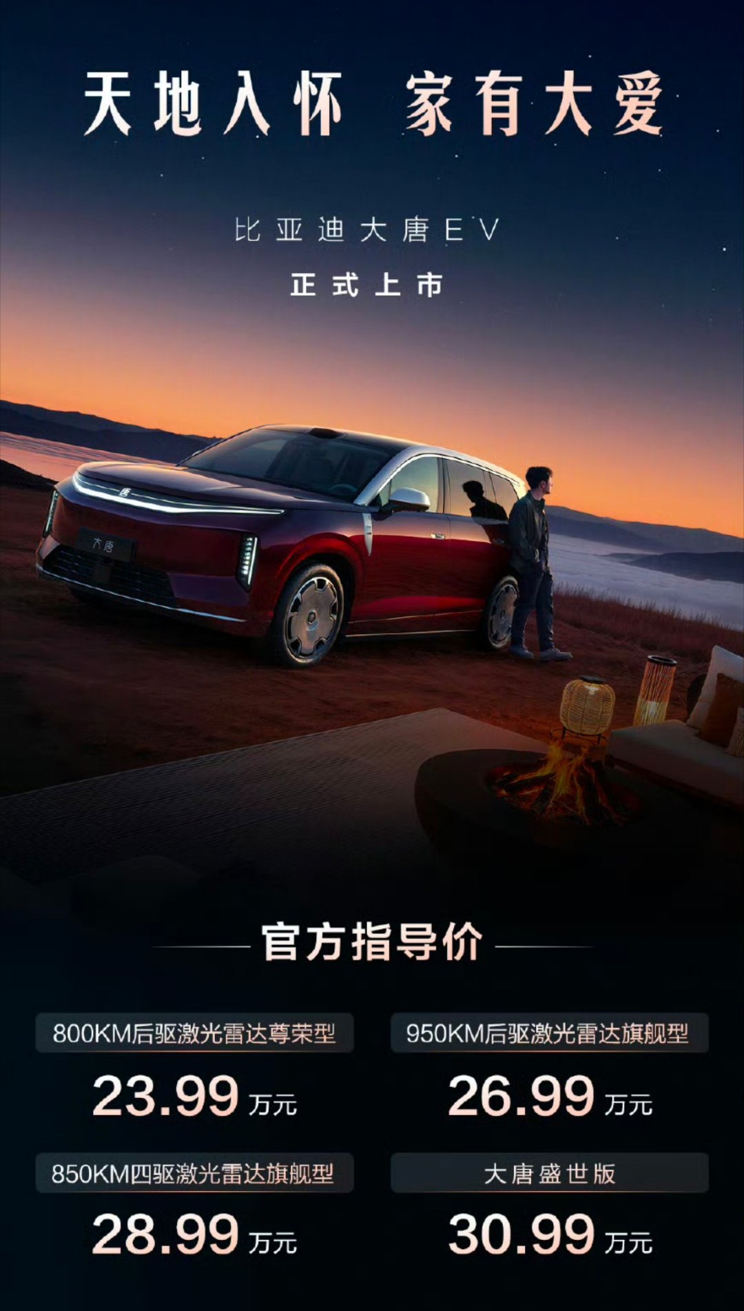 比亚迪大唐23.99万起上市比亚迪还是那么的卷王，大唐这个23.99万的起售价太