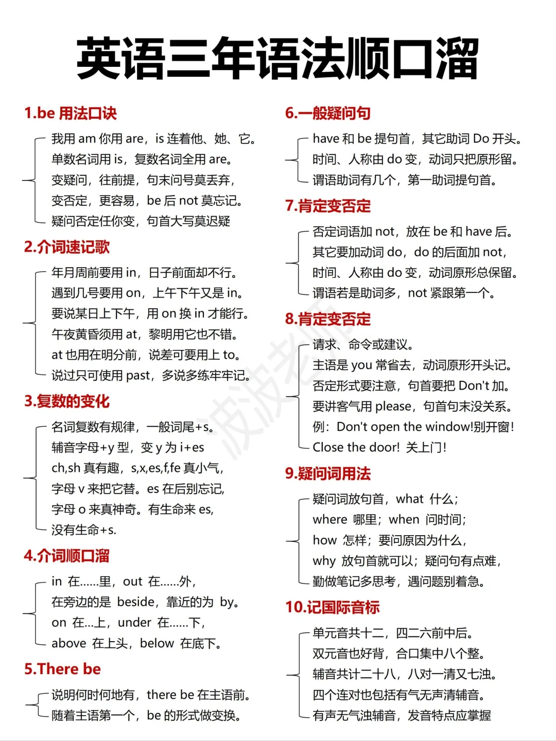 拒绝死记硬背！51条初中语法顺口溜！超详细，太好用了！
