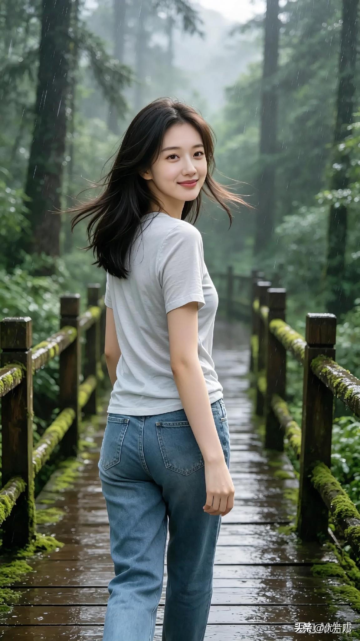 进山恰逢落雨，
潮湿的草木香气漫在风里。
 
我没有烦恼要放下，
却喜欢看雨穿过