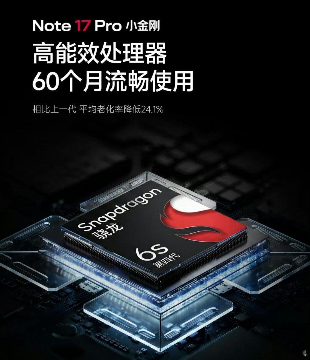 Note17 Pro的处理器是骁龙6S。属于耐用级别处理器。