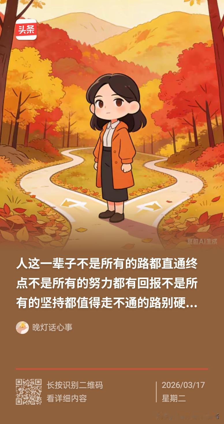 人这一辈子，不是所有的路都直通终点。人生路漫漫，坚持与努力，终将迎来曙光。脚下路