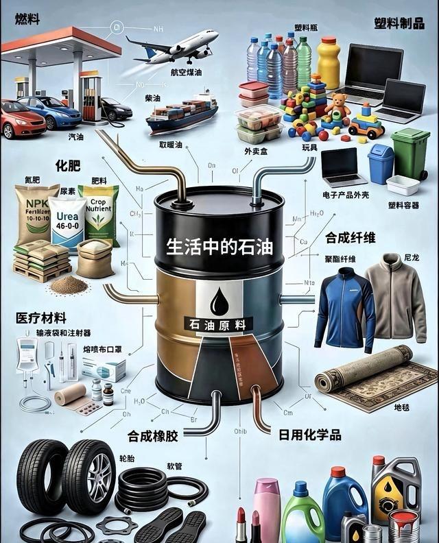 石油还真是离不开 ！
石油被称为“液体黄金”，尤其是当今全球工业化的时代，任何一