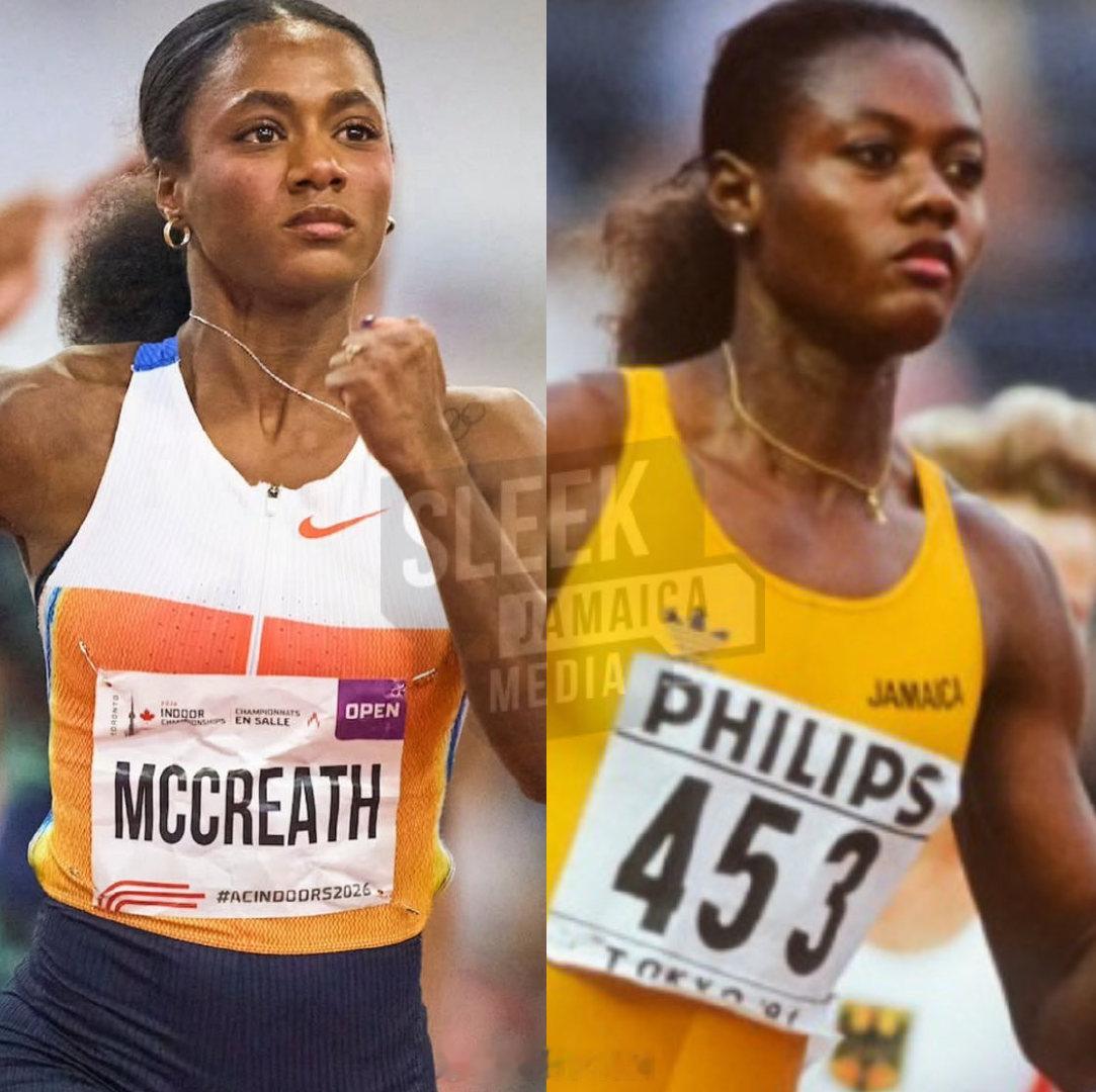 加拿大短跑选手 Sadé McCreath 长得非常像牙买加 Merlene O