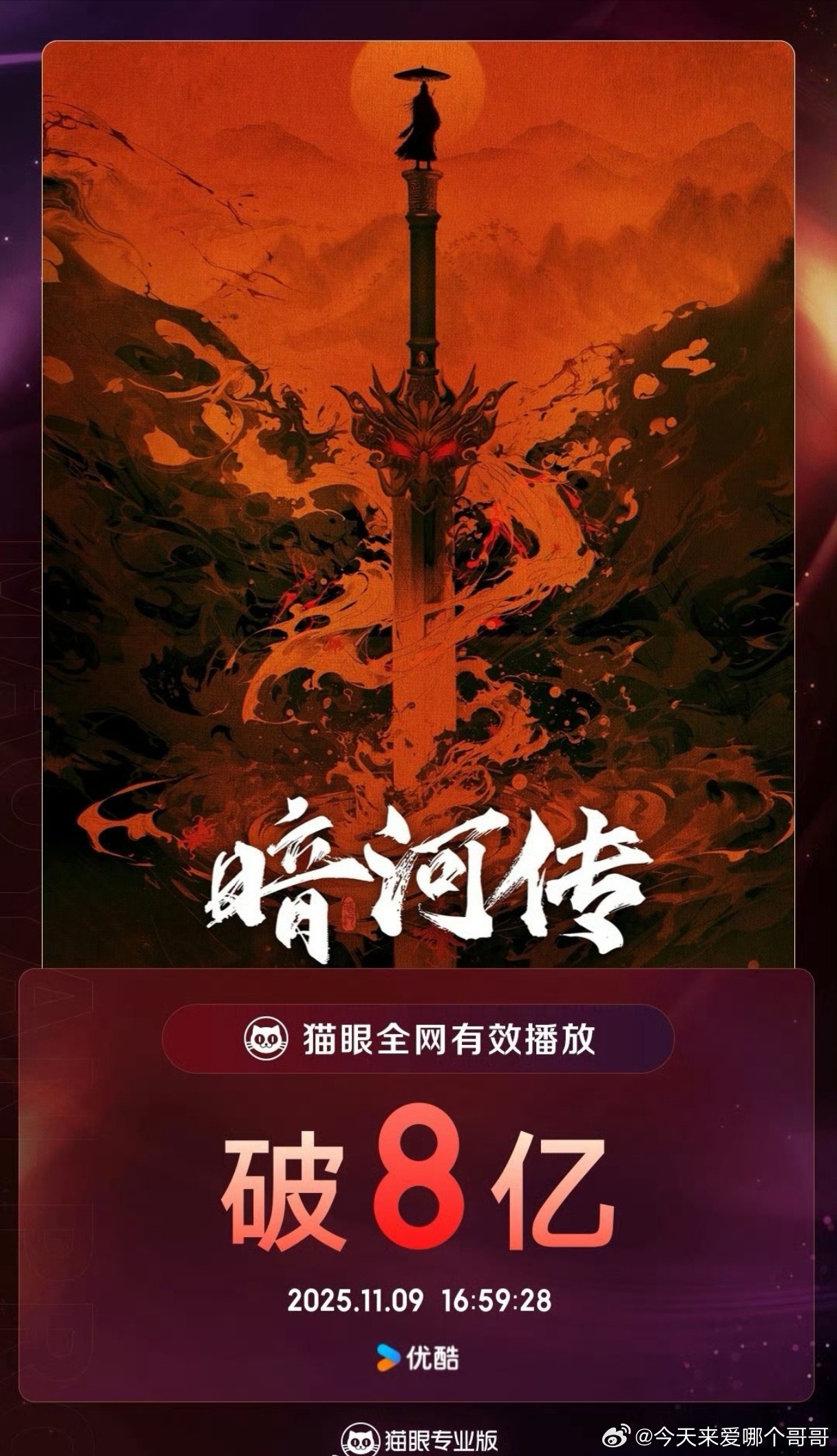 龚俊暗河传全网有效播放量破8亿 ​​​