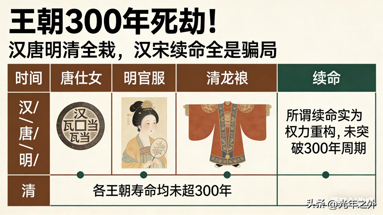 封建王朝300年死劫！汉唐明清全栽，汉宋续命全是骗局
 
中国大一统王朝，再牛也