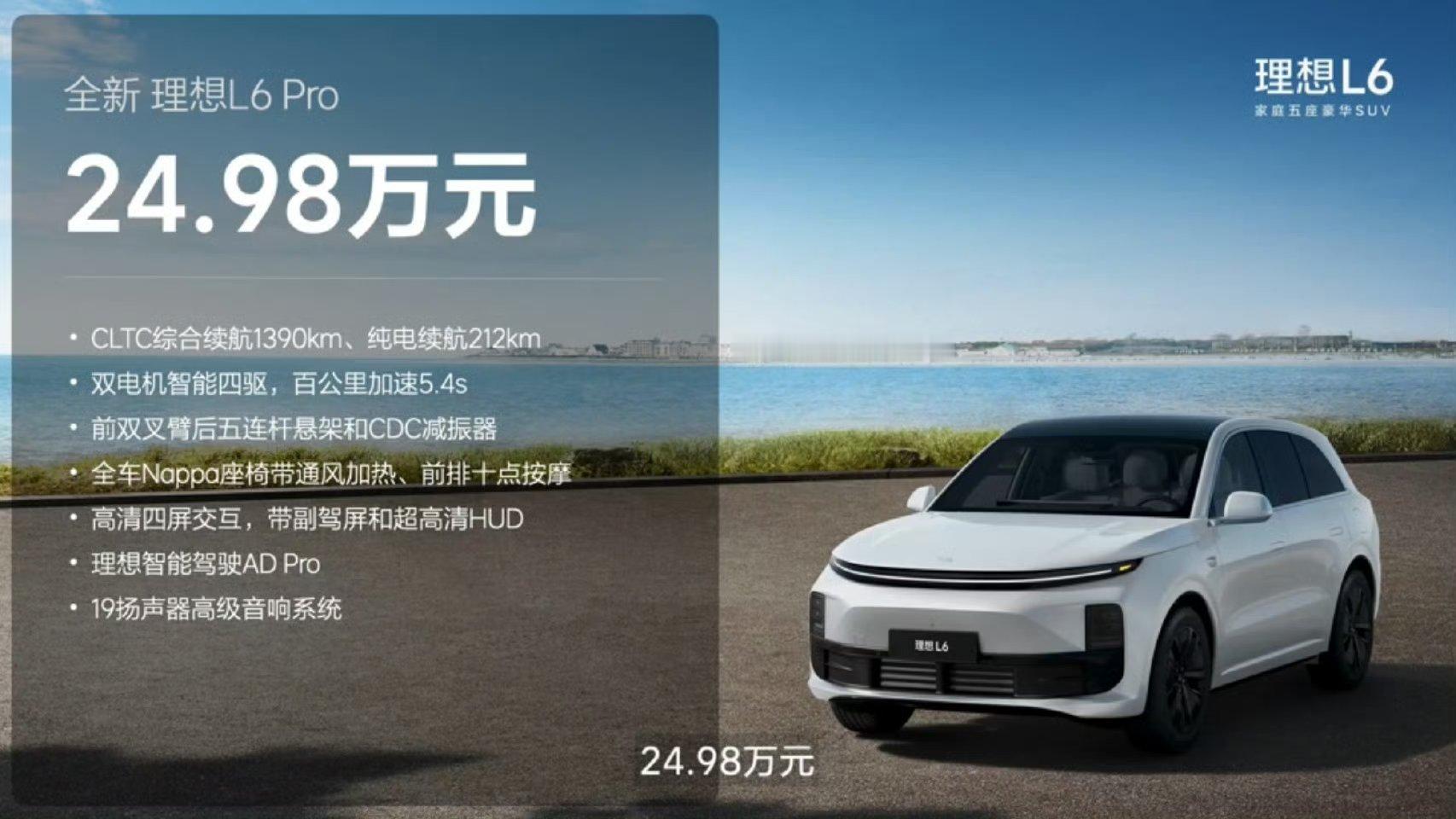 理想L6起步24.98万，还是配了座椅加热通风按摩，感觉还不错[赞][doge]