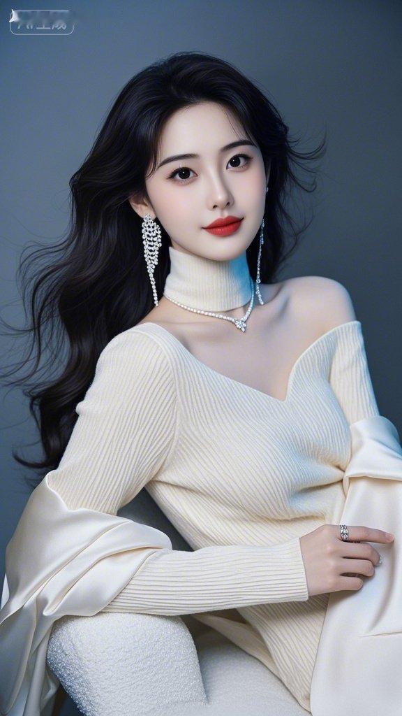 这位美女穿着优雅，气质出众。