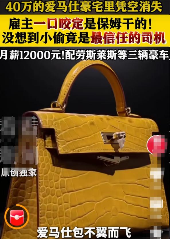 离谱反转！上海豪宅40万爱马仕失窃，女主笃定保姆是内鬼，警方破案打脸。
 
真凶