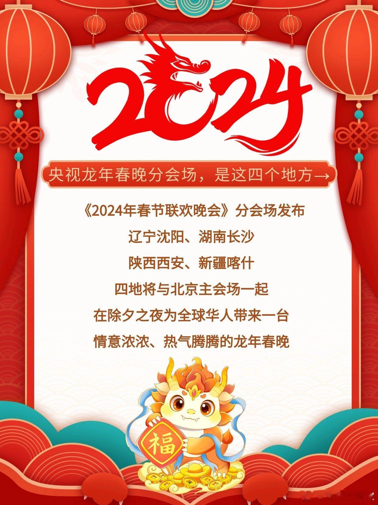 央视龙年春晚分会场，是这四个地方《2024年春节联欢晚会》分会场发布辽宁沈阳、湖