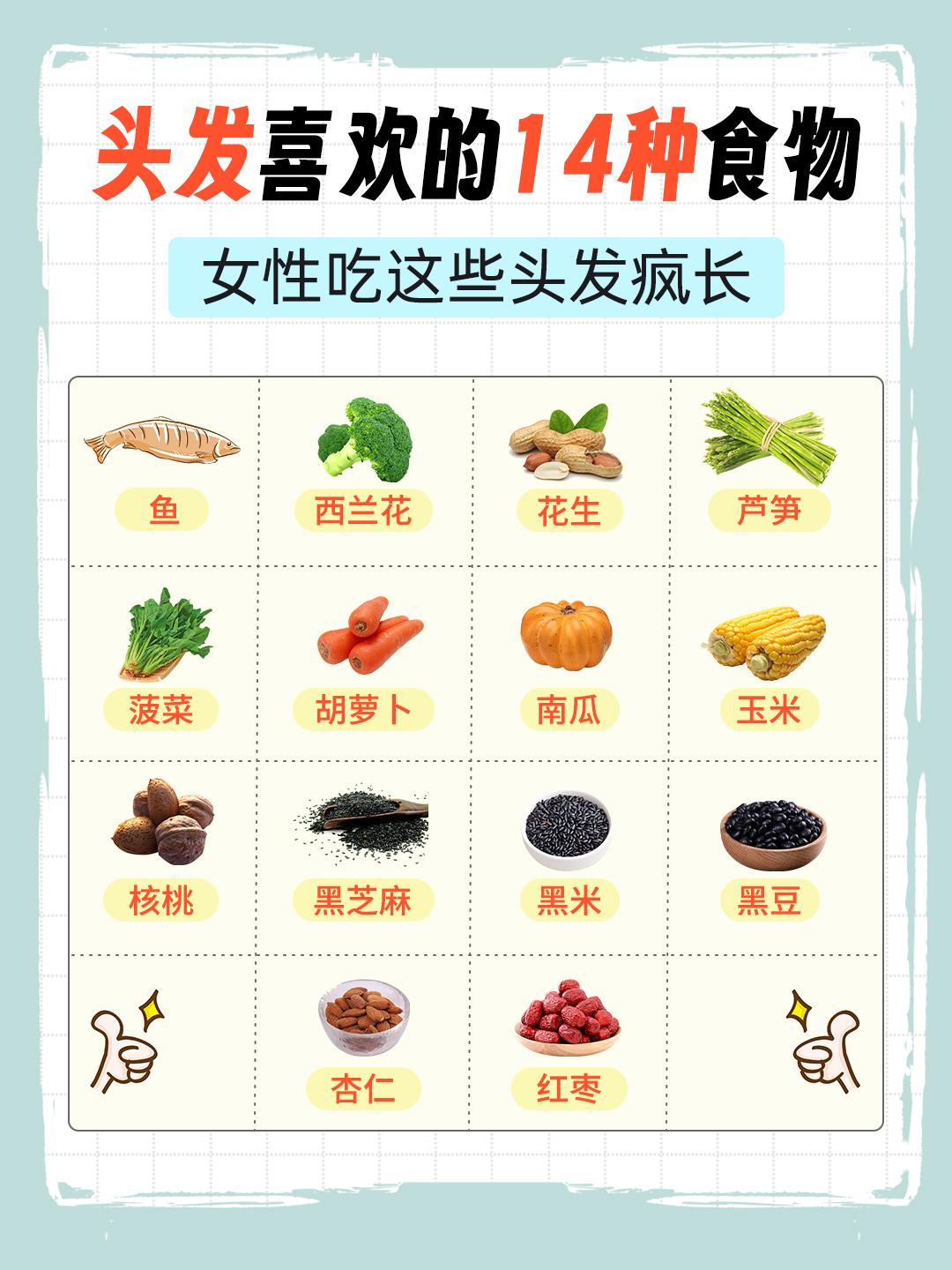 头发喜欢的14种食物，女性男性都多吃！