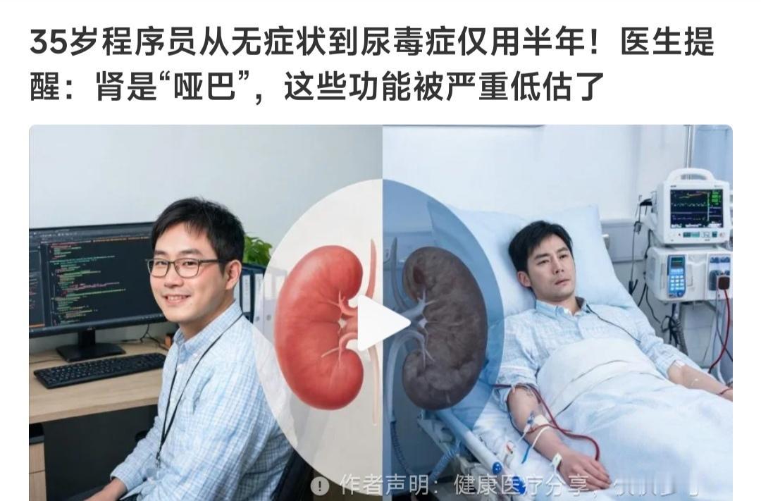 男人35岁是一个程序员，平时在生活当中过多的劳碌，也不注意自己的健康。

刚开始